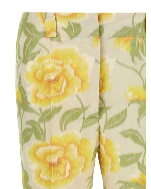KENZO Yellow Cropped Straight-Leg Trousers