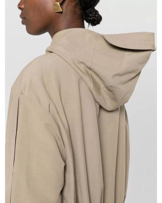 Emporio Armani Natural Hooded Drawstring Waist Parka Coat