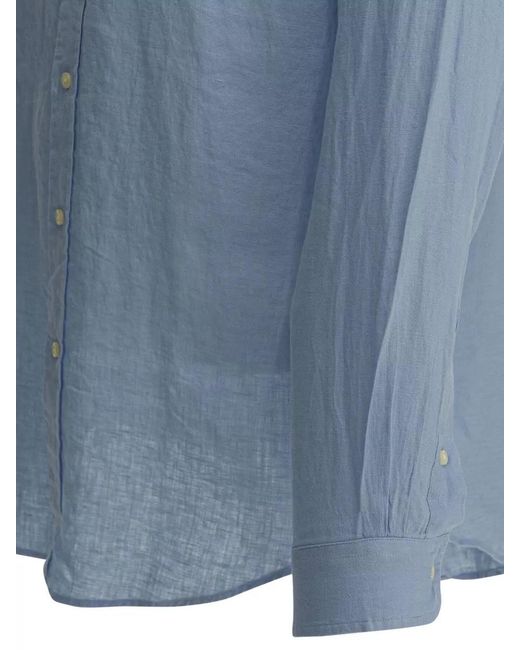 Polo Ralph Lauren Blue Logo Shirt Long Sleeves Button Collar for men