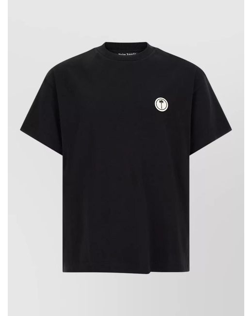 Palm Angels Black Logo Badge Regular Fit Crew Neck T-Shirt for men