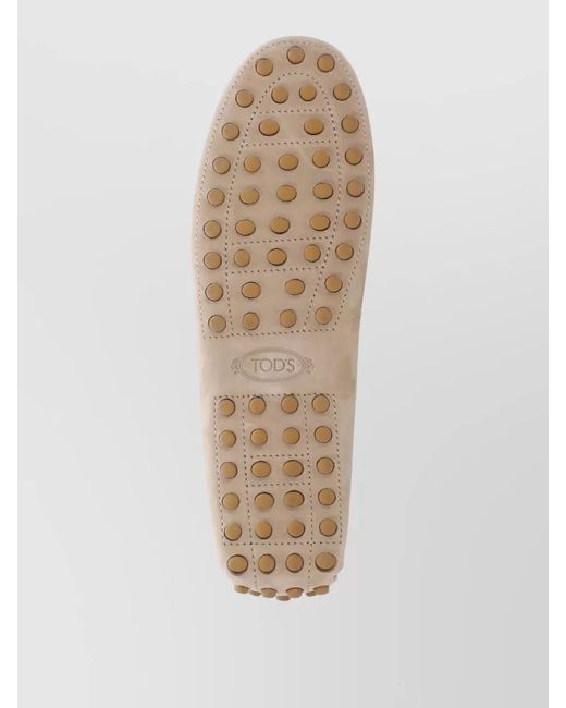 Tod's Natural Suede Loafers Bow Detail Rubber Sole
