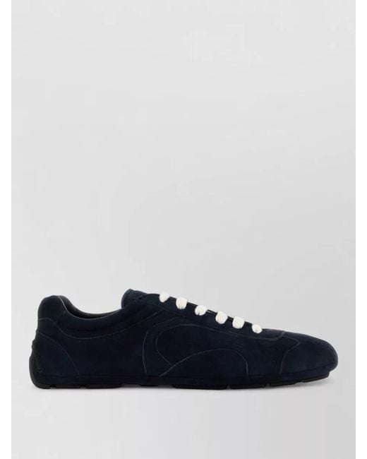 Prada Blue Suede Leather Low-Top Sneakers