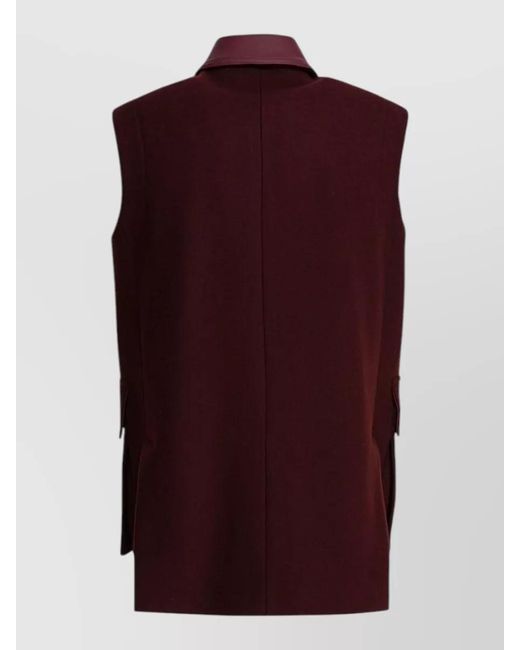 Max Mara Purple Collared Neck Sleeveless Jacket Flap Pockets
