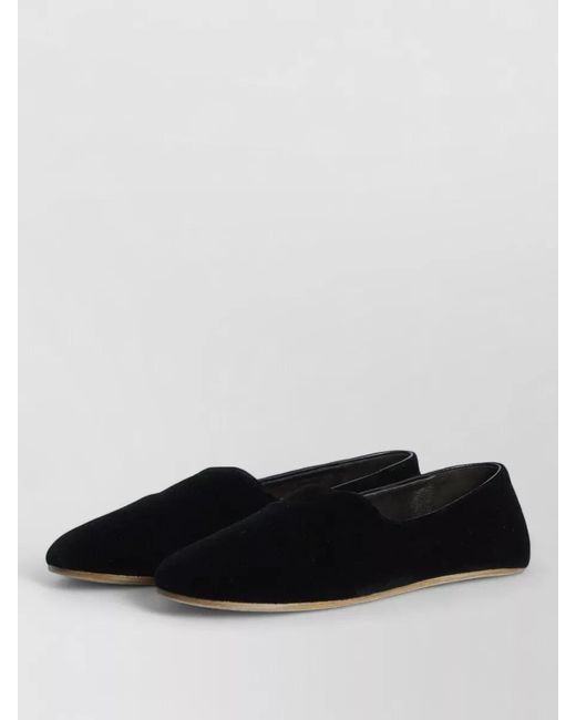 The Row Black Ponti Velvet Leather Sole Slippers