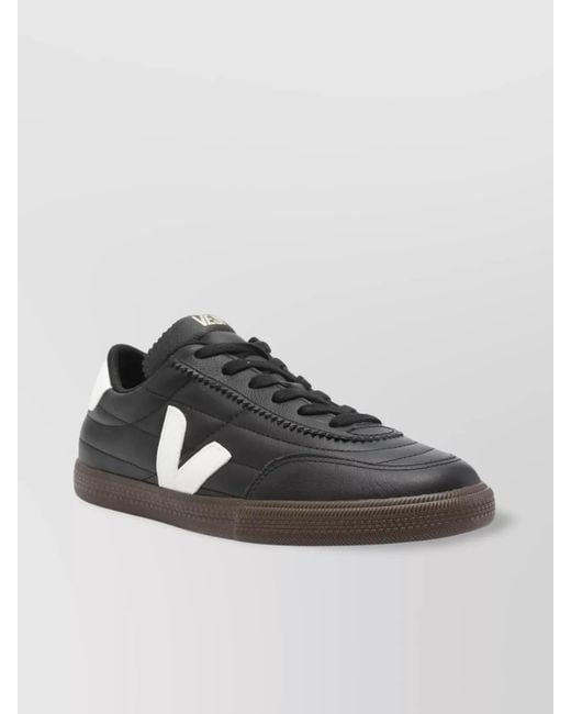 Veja Black Low-Top Rubber Sole Sneakers With Contrast Tab for men