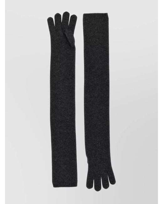 Max Mara Black Long Knitted Five Fingers Soft Gloves