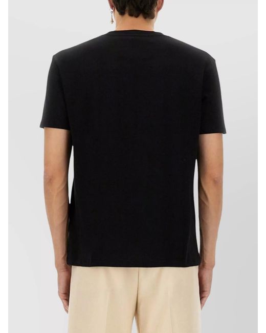 Valentino Black Cotton Ribbed-Crew-Neck Short-Sleeve T-Shirt for men