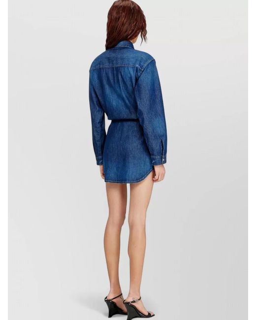 DIESEL Blue Cotton Tie-Front Mini Dress