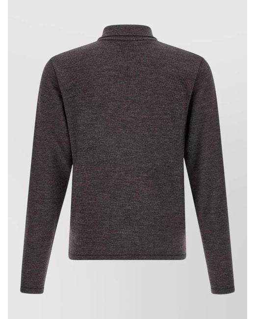 Lemaire Gray Wool Polo Knit Long Sleeve Shirt for men