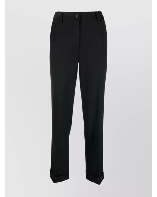 ショートパンツ PAROSH Women Straight Pants D210583CELEBRITY 013 black P.A.R.O.S.H. Mid-Rise Straight Leg Trousers in Black | Lyst