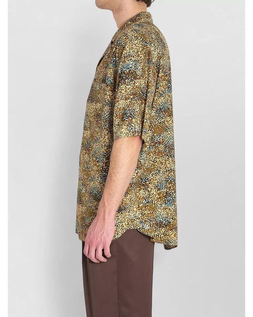 Saint Laurent Green Printed Viscose Short-Sleeve Bowling Shirt for men