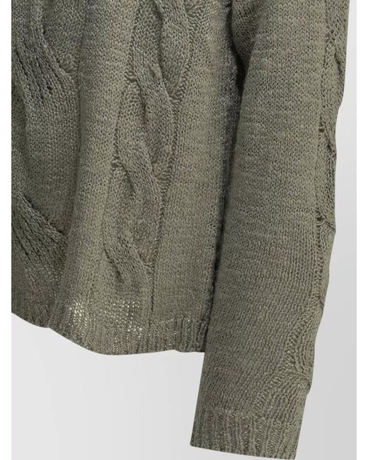Our Legacy Green V Neck Sweater Cable Knit Design for men