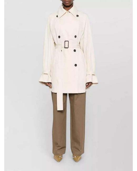 Totême Natural Cotton Trench Coat Belted Waist Storm Flap