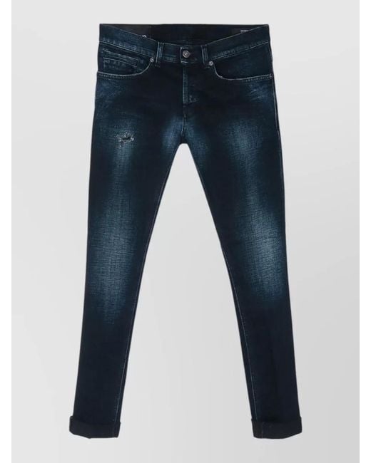 Dondup Blue Denim Jeans Five Pocket Rolled Cuffs for men