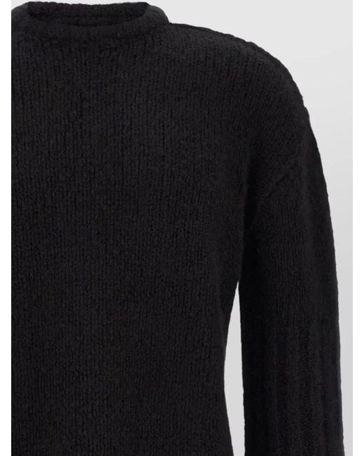 Rick Owens Black Silk Cashmere Cropped Knit Round Neck Sweater for men