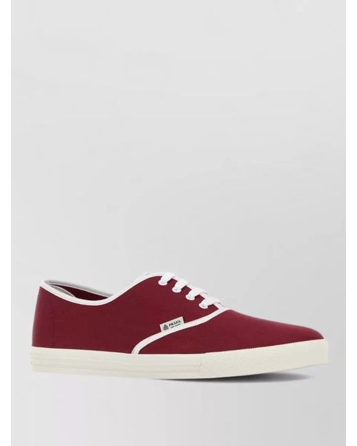 Prada Red Tiziano Low Canvas Sneakers Rubber Sole for men