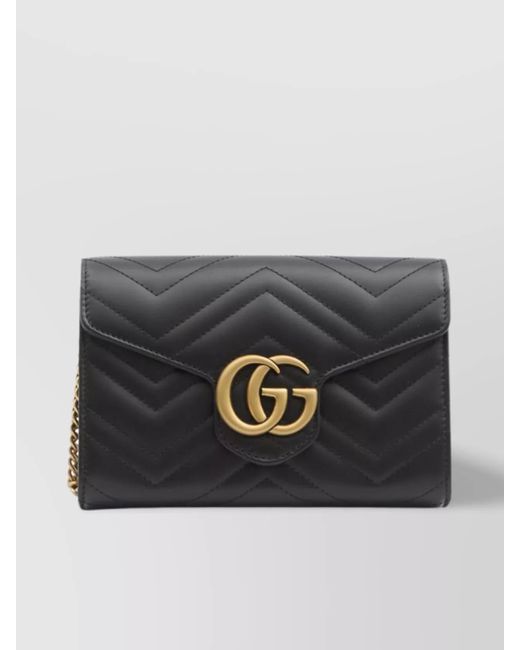 Gucci Gray Marmont Gg Chain Strap Clutch