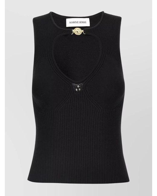 MARINE SERRE Black Open Neck Knit Tank Top