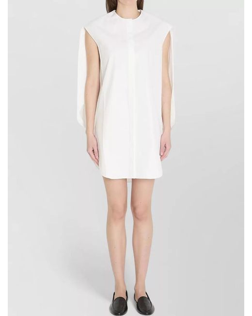 Jacquemus White Cotton Sleeveless Draped Cutout Midi Shirt Dress