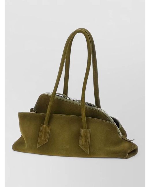 The Attico Green La Passeggiata Small Suede Shoulder Bag