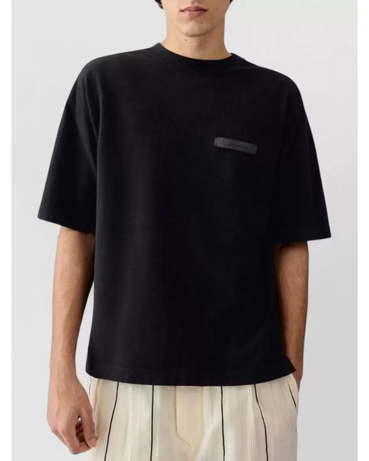 Jacquemus Blue Crew Neck Regular Fit Short Sleeve Shirt for men