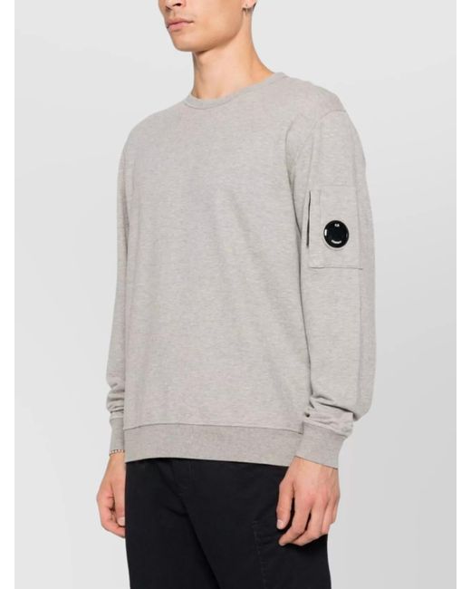 C P Company Gray Cotton Crewneck Long-Sleeve Sweatshirt for men