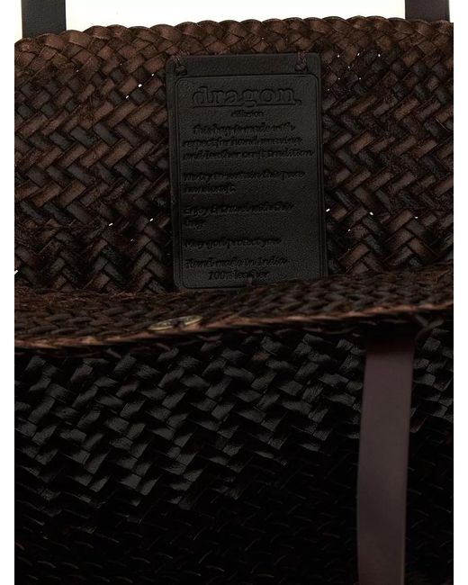 Dragon Diffusion Black Vintage Mesh Tote Maxi Leather Beach Bag