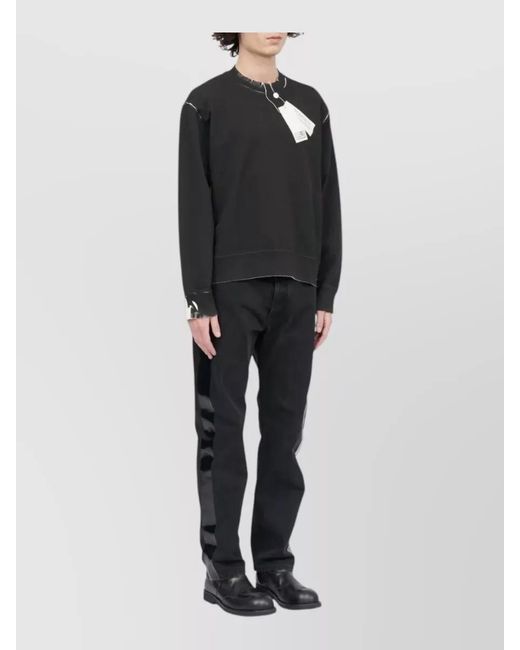 MM6 by Maison Margiela Black Cotton Crew Neck Sweatshirt for men