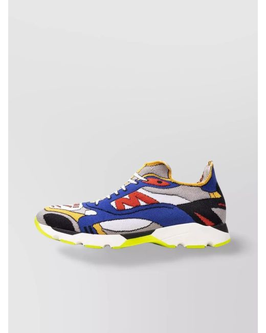 Marni Blue Printed Knit Slip-On Sneakers for men