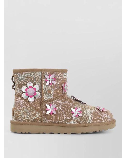 Ugg Multicolor Suede Floral-Embroidered Ankle Boots