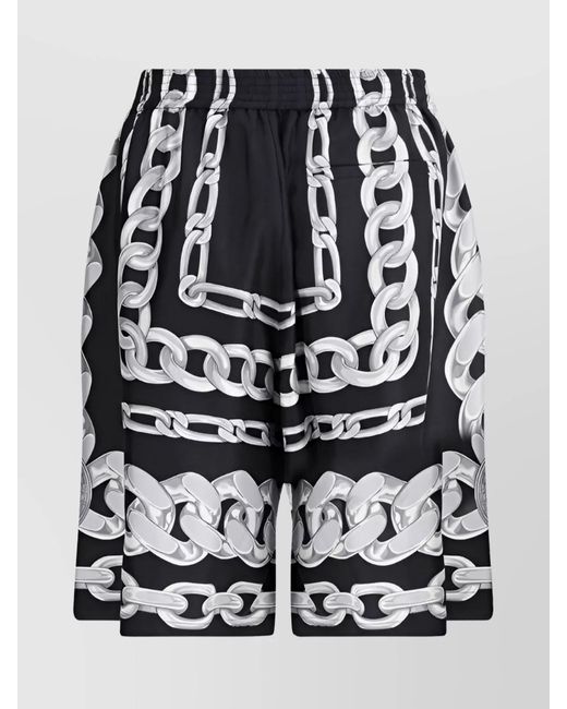 Versace Black Silk Printed Knee-Length Shorts for men
