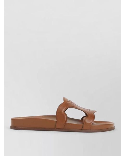 Céline Brown Leather Slide Sandals