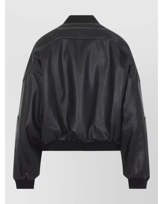MM6 by Maison Margiela Black Cropped Padded Bomber Jacket Stand Collar