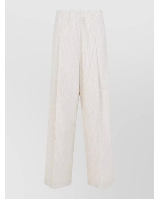 Dries Van Noten White Pila Trousers Striped Wide Leg Lightweight
