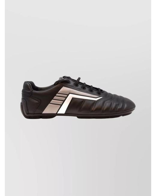 Prada Black Leather Low-Top Sneakers for men