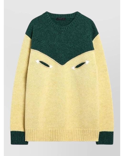 Prada Yellow Colorblocked Wool Knit Sweater for men