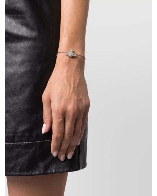 Vivienne Westwood White Adjustable Crystal Chain Link Bracelets