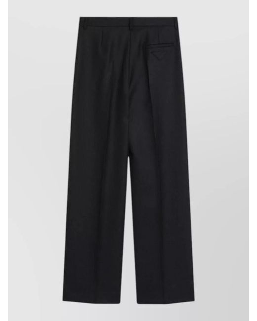 Prada Blue Pleated Front Wide Leg Pants Belt Loops