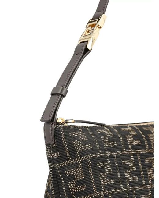 Fendi Gray Small Ff Jacquard Shoulder Vanity Bag