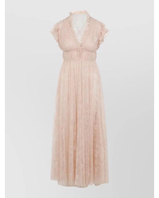 Alberta Ferretti Pink Lace Maxi Dress