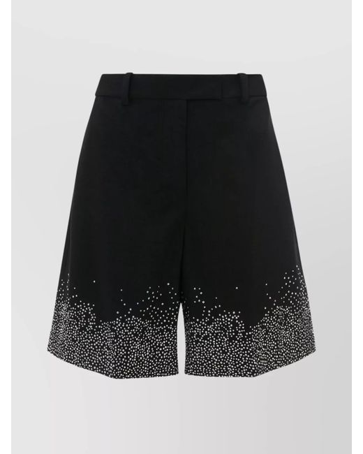 J.W. Anderson Black Crystal-Embellished Wool Blend Shorts With Button Detailing