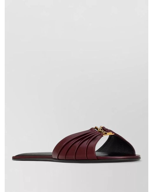 Saint Laurent Brown Leather Gathered Babylone Mules