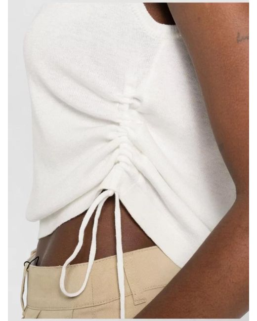 DUNST Natural Sleeveless Round Neck Top