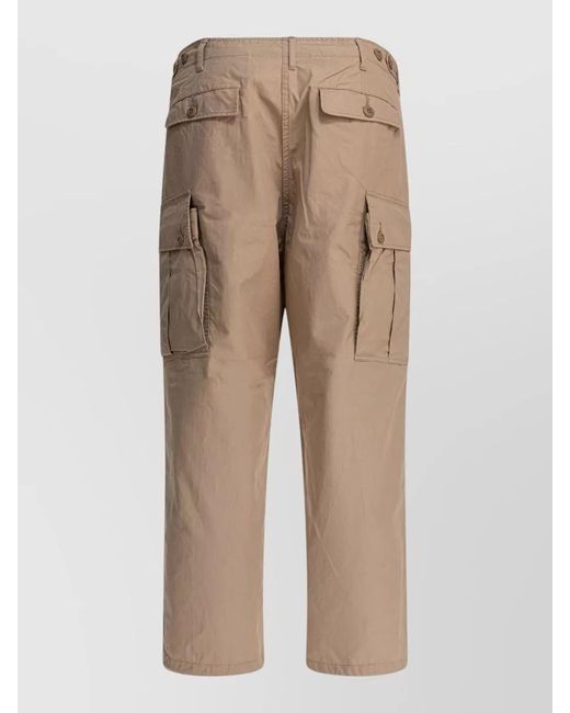 Beams Plus Brown Mil Cargo Pants Belt Loop Design for men