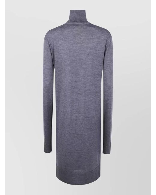 Totême Gray Knit Dress Turtleneck Long Sleeves Ribbed Finish