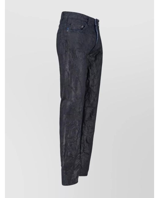 MM6 by Maison Margiela Blue Waxed Straight-Leg Trousers for men