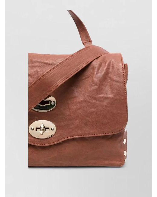Zanellato Brown Officina Leather Shoulder Bag Adjustable Strap