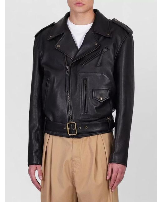 Loewe Black Leather Coat for men