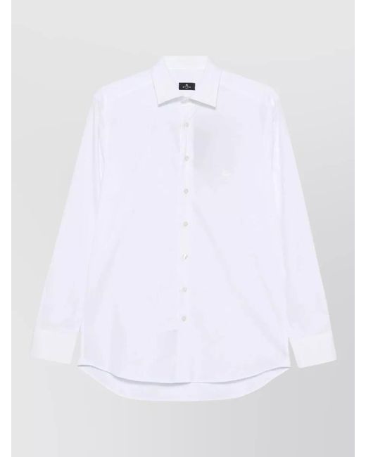 Etro White Roma Logo Shirt Regular Fit Long Sleeves for men