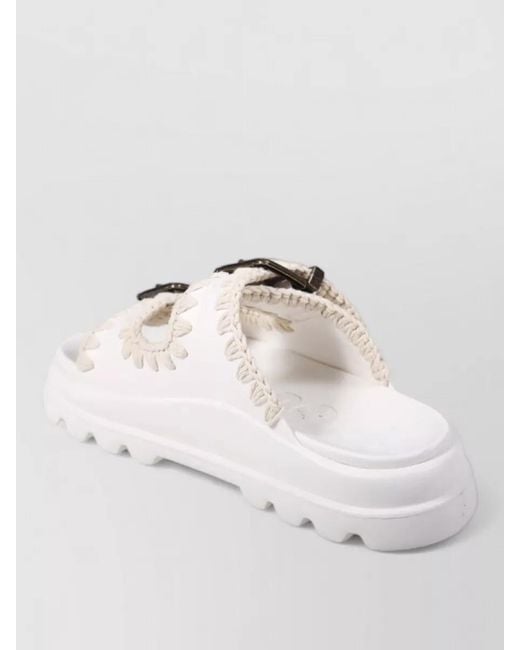 Mou Natural Slide Sandals Open Toe Chunky Sole Braiding